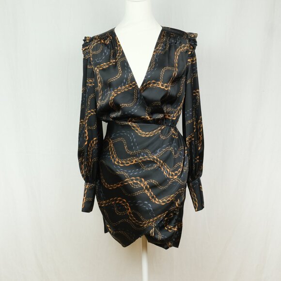 L'Academie Joyce Mini Dress Chain Print Black Size XS  Fashionable Party Look - Picture 5 of 12